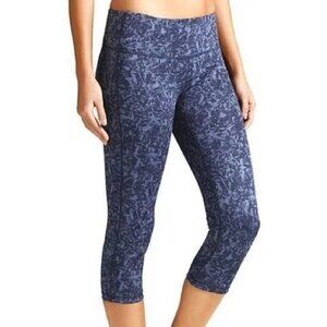 ATHLETA Midrise Navy Printed Crop Chaturanga Crop Leggings medium women